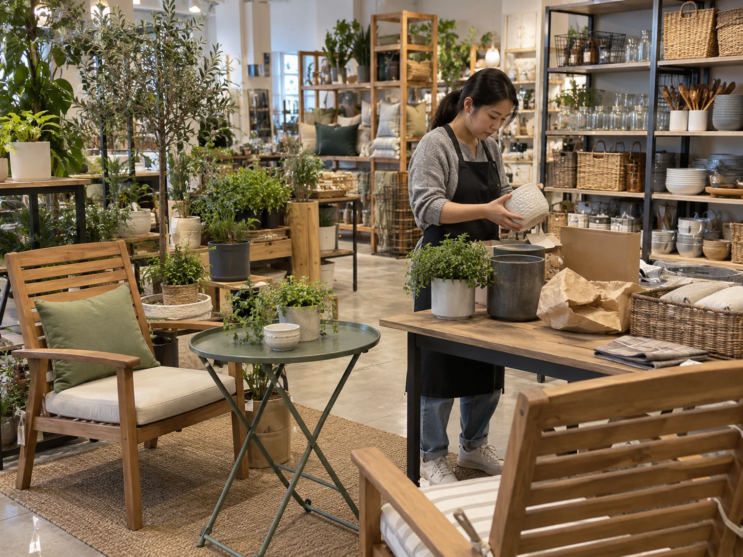 Home and garden sample showroom, illustrative image